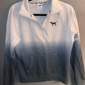 Pink gray ombré half zip pullover